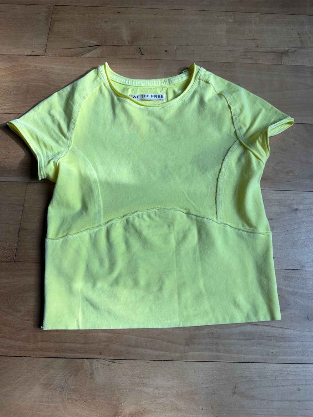 We The Free Bright Yellow Short Sleeve Crop Top